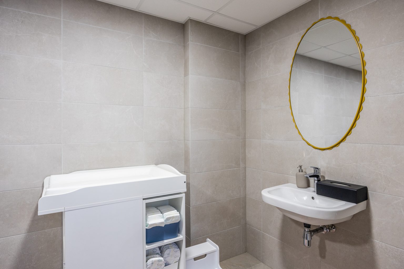 kids table with daipers